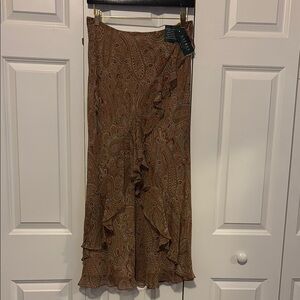 Ralph Lauren Ruffle Midi Skirt - Brown